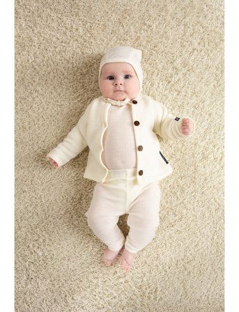 Smallstuff Legging, Denim Melange Drop Needle, Merino Wool - Cream - 48