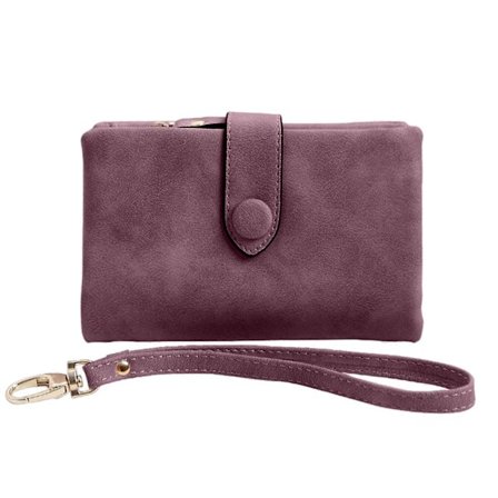 Dame Skinn Lommebok Liten Bifold Hasp Lommebok Kort Etui Veske Stor Kapasitet Myntveske Pengepung Lommebok Lilla rød