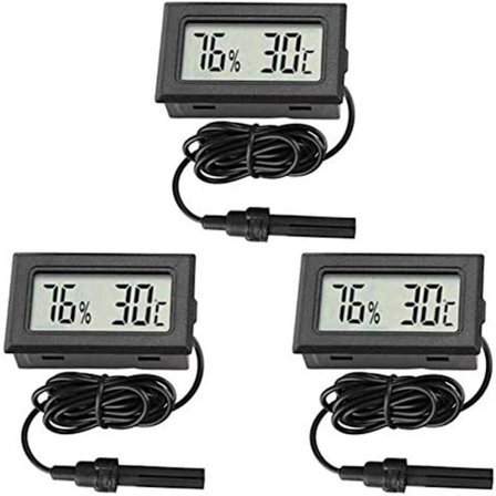 3x Mini LCD Digital Termometer Hygrometer Temperatur Luftfuktighetstestare med Extern Sensor för Kyl Frysar Akvarium