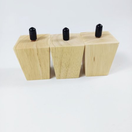 Sæt med 4 sengeben i træ med monteringsplader og skruer - 5 cm højde
