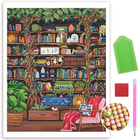 Kirjahylly Timanttitaide aikuisille 5D DIY Täysi timanttimaalaus Timanttitaidepisteet Maalaus Jalokivikäsitöitä Kodin seinäkoriste Lahjat