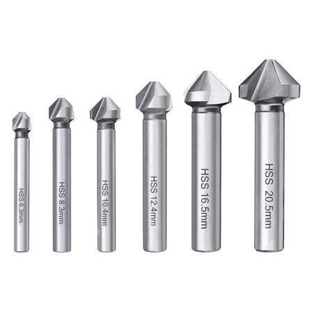 6PCS HSS 6542 90° Konisk Borr Bits Senkverktøy Forsenker Sylindrisk Avslipningsfres for Tre Metall PVC Maskinverktøy 6.3/8.3/10.4/12.4/16.5/20.5mm