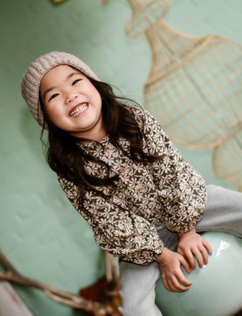 Daily 7 Shirt Longsleeve Shiny Flower - Green - 116