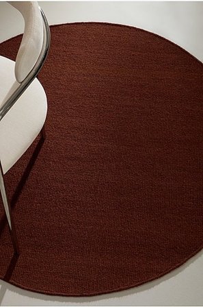 Jotex - Rundt Uldgulvtæppe Bomuld/Uld/Viskose Rød Ensfarvet ROW Køb Uldtæpper hos Jotex