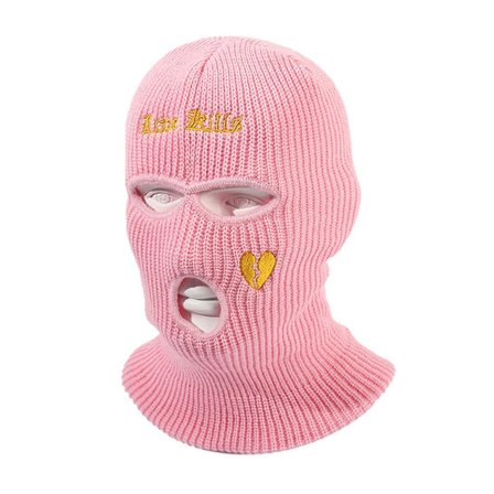 Uld Strikket Hue Ski Mask PINK