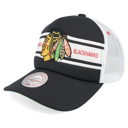Mitchell & Ness - Chicago Blackhawks Sideline Black/White A-frame Trucker Trucker Black Cap - NHL @ Hatstore