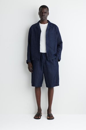 COS Men's Drawstring Denim Shorts in Blue