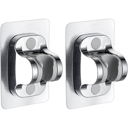 Dusjhodeholder, ingen boring, sterkt lim, justerbar vinkel, sølv, 2-pakning