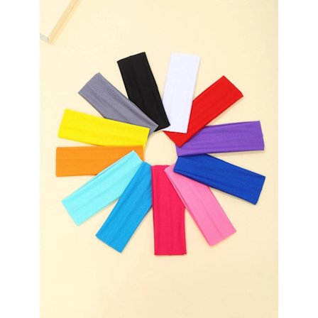 REA__12 Handsydda Stretch Hårband i polyester 7 x20 cm. 12 färger