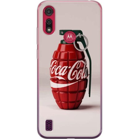 Kompatibelt Mobildeksel til Motorola Motorola Moto E6s (2020) Kunstnerisk illustrasjon av Coca Cola granateple i rødt og grønt, pop art inspirert mo