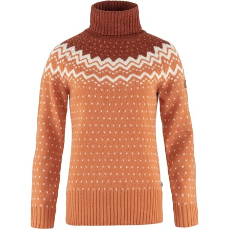 Fjällräven Women's Övik Knit Roller Neck in Desert Brown/Autumn Leaf | Size: Medium, Wool/Knit