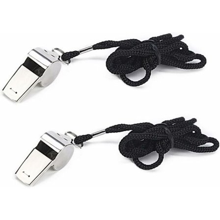 2-pack tränarvisselpipa i rostfritt stål med snöre (2-pack visselpipa)