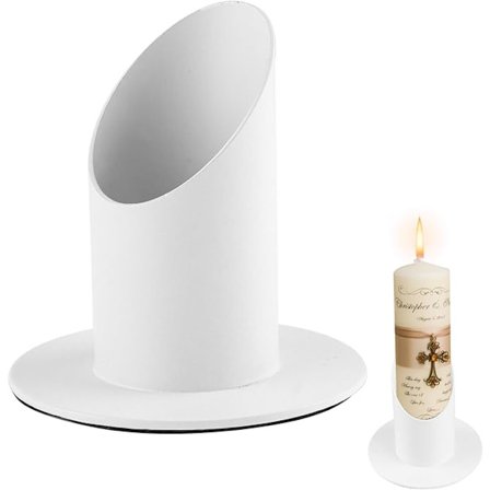 Lysestake nattverdslys, 4 cm hvit lysestake av metall, dåpslys, for dåpslys, blokklys, bryllupslys, sorglys, stavlysholder dekorasjon