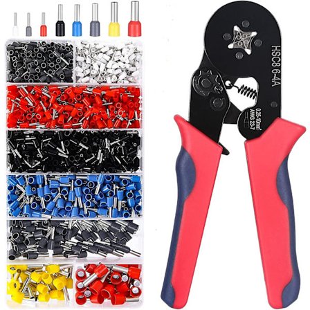 Puristuspihdit, johdinholkkien puristustyökalu, sähköliittimet, 1200 kpl liittimiä 0,25-10 mm puristustyökalulle, liittimet, sähköasentajan pihdit, 