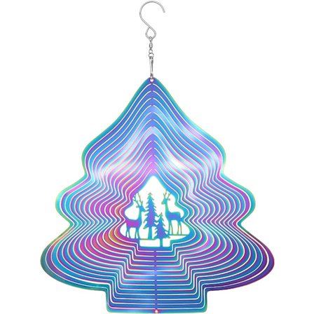 Vindspinnere 3D Julenisse Vindskulpturer Dekorasjoner 10 Tommer Rustfritt Stål Metall Henge Vindspinnere for Hage og Hage