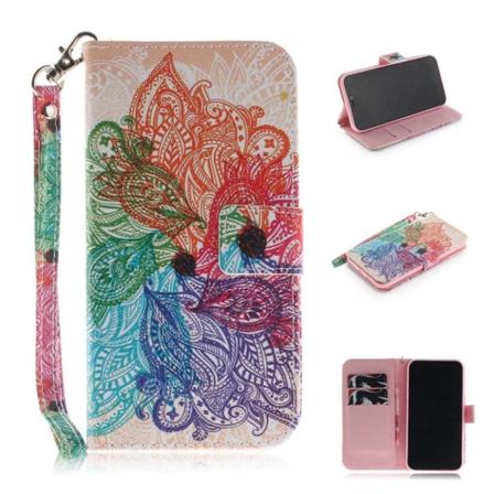 IPhone 9 mobilfodral syntetläder silikon stående plånbok - Paisley blomma multifärg