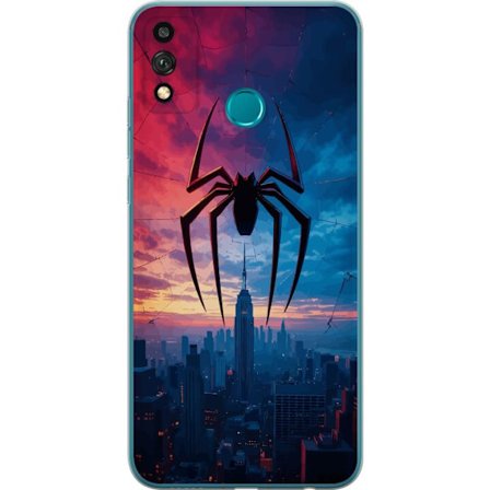 Yhteensopiva Puhelinkuori Honor Honor 9X Lite Tyylikäs hämähäkki kaupungin horisontin yläpuolella dramaattisessa auringonlaskussa, graafinen fant