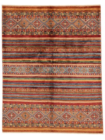 Annodato A Mano Shabargan Tappeto 157X197 Di Lana Rosso Scuro/Arancione Piccolo