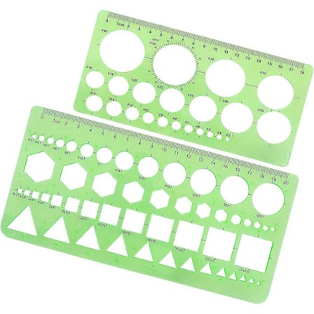 2 stycken cirkulära mallar Geometriska ritmallar storlek Lämplig för kontors- och skolbyggnadsmallar Ritmallar