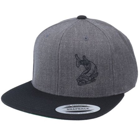 Skillfish - Grå snapback Keps - Large Mouth Bass Fishing Charcoal/Black Snapback @ Hatstore