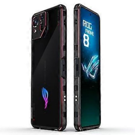 För Asus ROG Phone 8 5G/Phone 8 Pro 5G Stötfångarfodral Telefon Metallram med Kameralinsskydd (Svart+Röd)
