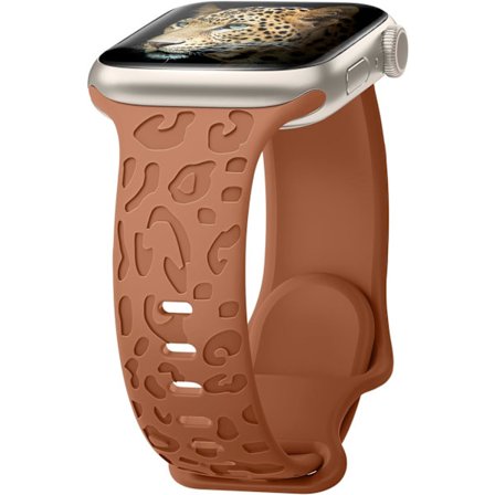 Leopardmønstret myk silikonrem kompatibel med Apple Watch-remmer 42mm 44mm 45mm 49mm kvinner menn, erstatningsreimer for iWatch-serien