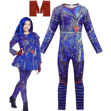 Descendants 3 Evie Kostyme Sett for Jenter - Fancy Up Jumpsuit, Hansker og Antrekk 9-10 Years