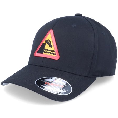 Iconic - Danger Unprotected Edge Patch Black Flexfit Flexfit Black Cap - @ Hatstore
