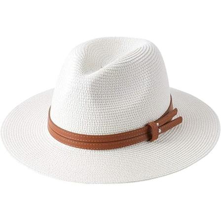 Ny Naturlig Panama Blød Formet Halmhat Sommer Kvinder/Mænd Bred Skygge Strand Solhat UV Beskyttelse Fedora Hat Beige