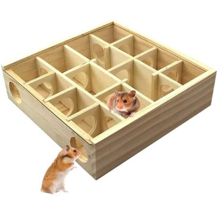 Tretunnel i tre for hamster i tre, leketunnel for små dyr, bur for mus, hamster og andre små kjæledyr