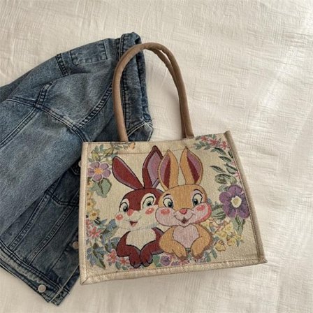 Tecknad tygväska Broderad axelväska 4 4