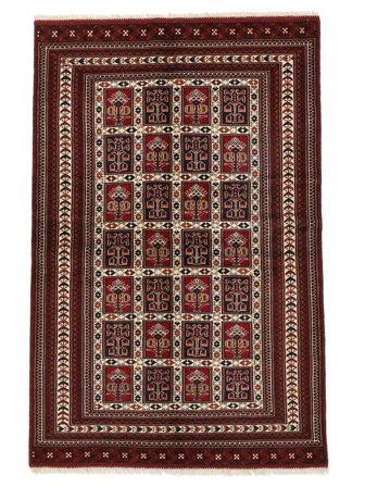 Hand Knotted Persian Turkaman Rug 133X201 Black/Dark Red