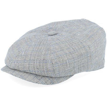 Lierys - Grå flatcap Keps - 8-panel Cap Hopsack Grey/Blue Flat Cap @ Hatstore