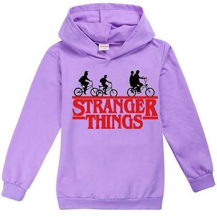 Stranger Things Print Barn Jenter Hettegenser Uformell Langermet hettegensere Pullover Topper Hettegenser