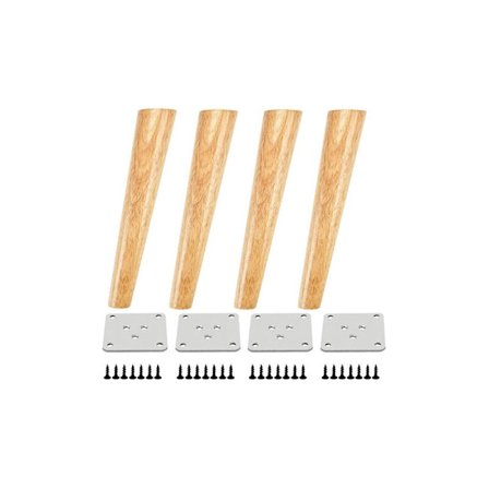 Set med 4 vinklade bordsben i trä med monteringsplattor och skruvar - 30cm[HK]