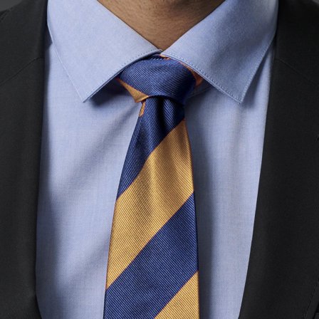Gold & Navy Stripe Silk 8cm Tie for Men - Patterned Ties