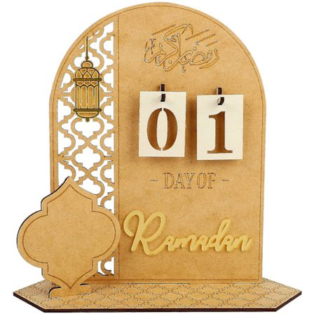 Ramadan Kalender i Træ, Rustik 30 Dages Nedtællings Ramadan Kalender til Børn, Stil 1