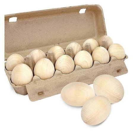 12 kpl Puinen Muna Maalatut Väärennetyt Pääsiäismunat Maalaamattomat Väärennetyt Puiset Munat Askarteluun, Pääsiäiskoriste Puun Väri