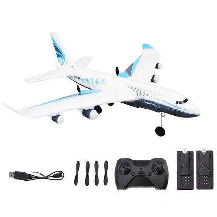 2.4GHz 2-kanals fjärrkontrollflygplan RC-plan för pojkar flickor över 14 år Dubbla batterier