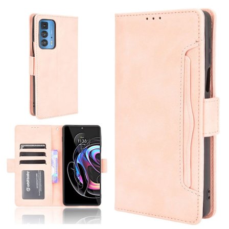 Modernt Motorola Edge 20 Pro fodral med plånbok - Rosa