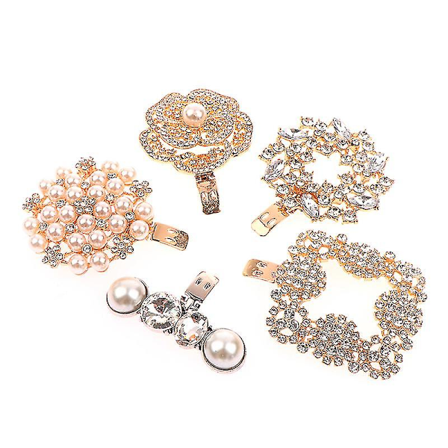 2 stk. Damesko-klips Bryllup Kvinne Brud Høy Hæl Charm Spenne Klemme Skinnende Rhinestone Perle Dekorative Klips Sko Dekorasjoner (A1)