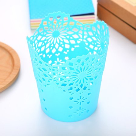 Pennhållare set, 1 st plastpenna kruka ihålig blomma Patte