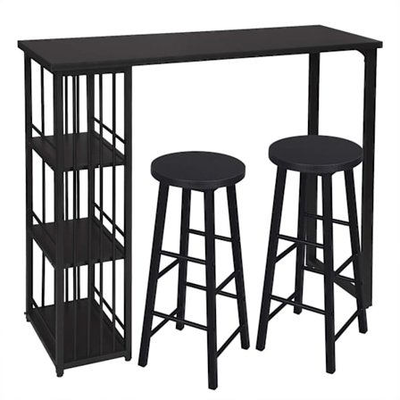 Rootz baaripöytä ja -jakkarasetti - Bistro Ensemble - Ruokailuyhdistelmä - Juhlakalusteet - Kokoontumissviitti - Viihdepakkaus - Musta - 120x40x105cm