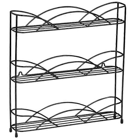 Krydderihylde til køkken - Sort krydderistativ, perfekt til opbevaring af krydderier og urter, Sort, 1 stk