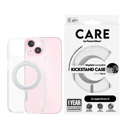 PanzerGlass CARE CASE KICKSTAND MAGSAFE IPHONE 15 TRP/SILVER ACCS