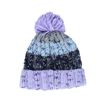 Beechfield - Purple pom Beanie - Kids Corkscrew Lavender Fizz Pom @ Hatstore