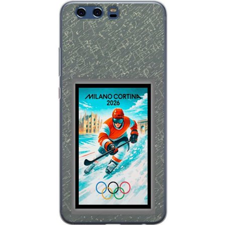 Yhteensopiva Puhelinkuori Huawei P10 Curlingkuvitus pelaajilla ja kivillä jäällä, Milano Cortina 2026, lumisia roiskeita ja olympiasormukset