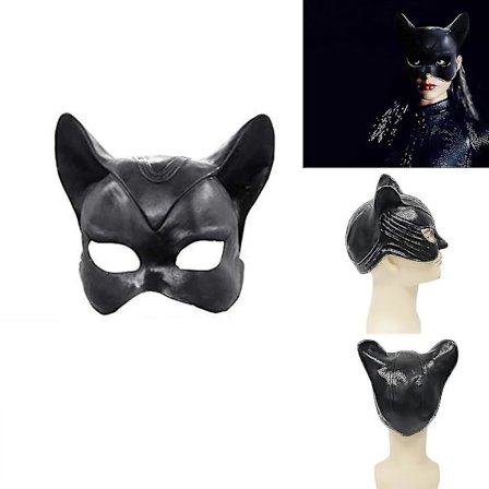Halloween festklänning Svart halv ansikte Sexig Catwoman huvud