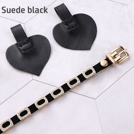 1 par PU-läderskoremmar Håller lösa klackband MOCKAD SVART