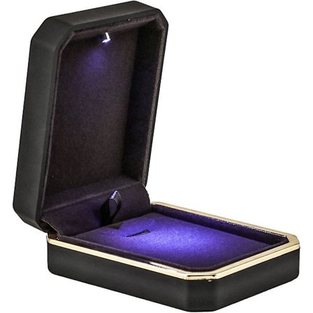 LED Lys Ringe Gaveæske Display Etui Til Bryllup Forlovelse Frieri Med Halskæde Vedhæng Øreringe Kreativ Smykkeskrin Med LED Lys Sort